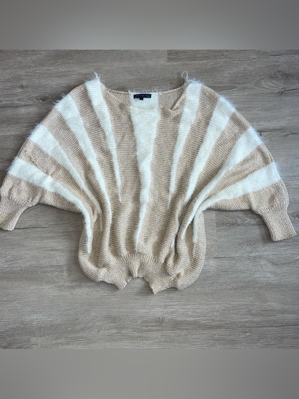 Cozy Striped Batwing Sweater - Beige & Cream size s/m